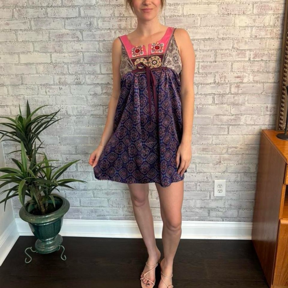 Vintage Odd Molly Boho Silk Mini Dress